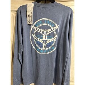 Hammerhead Long Sleeve Shirt Mens Med Blue Jamaica Polyester Crew Neck Outdoor